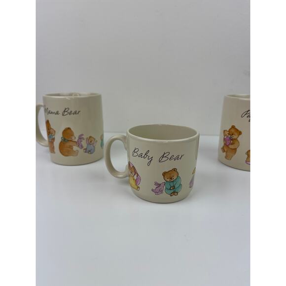 Vintage 80s Hallmark Papa Bear Baby Bear Mama Bear Coffee Mugs Cups Set of 3 - Picture 2 of 5